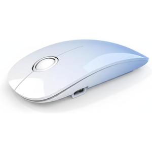 RAPIQUE R306 Pro Wireless Mouse, Bluetooth & 2.4G, Triple-Device Connection, Type-C Rechargeable, Silent Click, Smooth Scroll, Lightweight Slim Design for Laptop, Tablet & MacBook - Sky Blue Gradient