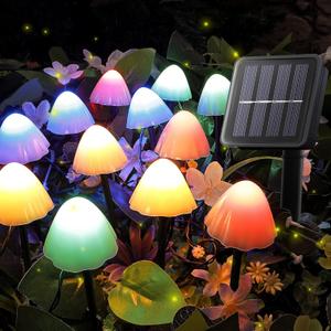 Set of 12pcs Mushroom Solar Garden Lights,2 Modes 14.5ft Solar Powered Mushroom Night String Lights Waterproof for Outdoor Pathway Garden Lawn Party Christmas Decor (Multicolor)