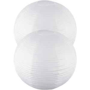 2 Pack White Round Paper Lanterns, 19.68" Large Hanging Paper Lantern Lamp, Chinese/Japanese Paper Pendant Lampshade for Party Decoration, Wedding, Home Decor Paper Ceiling Lampshade