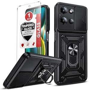 LeYi for Motorola Moto-G-2025 Case: Moto G 2025 Phone Case with Tempered Glass Screen Protector, Motorola G 2025 Case Military-Grade Protection with Kickstand Phone Case for Moto G 2025, Black