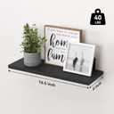 WOPITUES Wood Floating Shelves Set of 6, Shelves for Wall Decor, Farmhouse Shelf for Bedroom, Bathroom Storage Shelves, Book Shelves for Living Room-Black