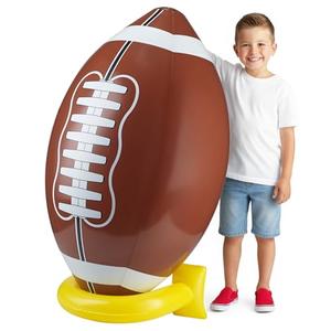 36" Jumbo Football Party Decorations With Tee - Big Giant Size Blow Up Football Toy For Outdoor Games, Party Supplies, Birthday Decorations, Gameday Tailgate Fun Activities For Kids And Adults