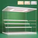NONEMEY Clear Acrylic Display Case Stand with LED Light 2/3/4/5/6 Tier Storage Box Showcase Dustproof Organizer Box for Collectibles (White 4Tier 12.4*9.6*10.4inch)