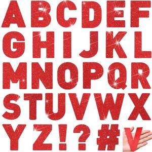 Harloon 232 Pcs 24 Sheets Large Glitter Letter Stickers Big Font Alphabet Letter Self Adhesive Letters Kit Mailbox Stickers for Mailbox Bulletin Boards Classroom Home(Red,4 Inch)