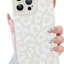 TEAUGHT Compatible with iPhone 16 Pro Case Cute Pattern White Leopard Print Cheetah Shockproof Silicone Phone Cover for Girls Women -White