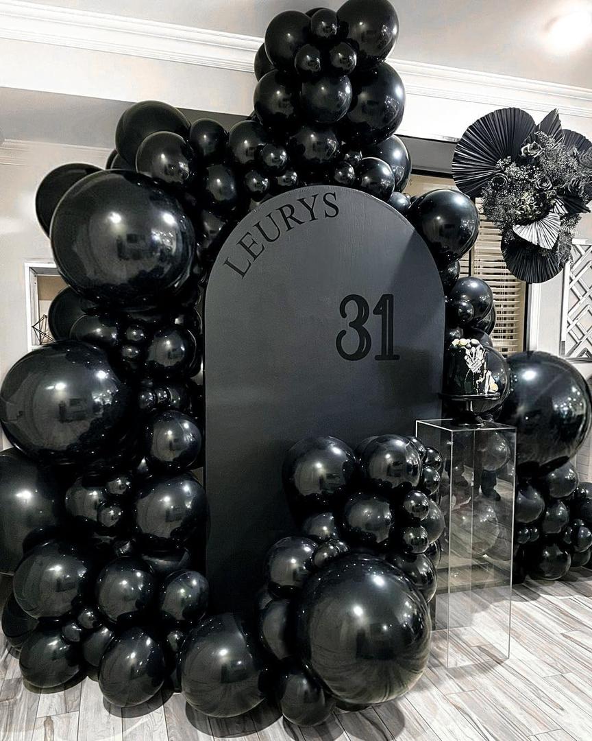 Captank Black Balloons Double Stuffed Balloon Garland Arch Kit Latex Different Size 18/12/5 inch for Birthday Graduation Anniversary Holiday New Year Halloween Ridder Star Wars Theme Party Decorations