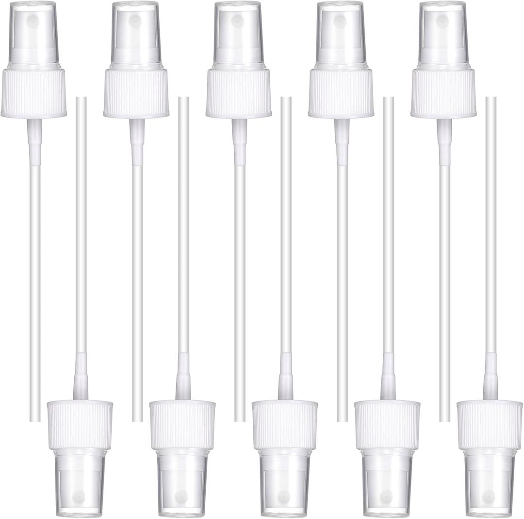 IANFAN 10 Pcs Spray Bottle Top, Fine Mist Spray Caps Nozzle Sprayer Tops Replacement with Dip Tube Replacement Plastic Sprayer Pump for Essential Oil Bottles (20/410 Cap Size)