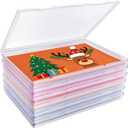 6 Pack Photo Storage Box, Fits 8" x 10" Photo, Large Plastic Scrapbook Paper Storage with Snap-Tight Latch for Protecting Photos, Crafts, Office Supplies, Files, Scrapbooks, Christmas Postcard