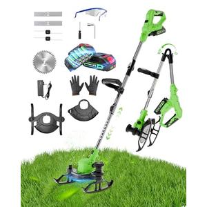 3 in 1 Cordless Weed Wacker, 21V Battery Powered Weed Eater & Brush Cutter, Electric Grass Trimmer/Edger Lawn Tool, 19000RPM Motor, 2 x 2.0Ah Batteries and Charger Included, Eco Friendly Grass Cutter
