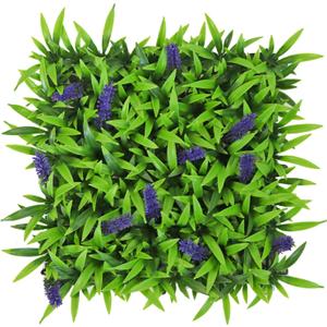 10x10Inch 12Pcs Grass Wall Panels, UV-Anti Boxwood Greenery Hedge, Odorless Artificial Fake Grass Backdrop Indoor Outdoor Privacy, Birthday Wedding Decor, 8.3 SQ FT, Lavender