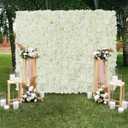 LJIE-House 12 Pack White Artificial Flower Wall Backdrop Panels 15 x 15 Inch White Rose Wedding Backdrop 3D Floral Wall for Party Baby Shower Bridal Wedding Background Decor