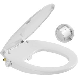 Bidet Toilet Seat,Non-Electric Quiet-Close,Fits Round Toilets,Adjustable Water Pressure and Self-Cleaning Dual Nozzles