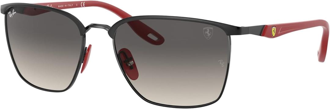 Ray-Ban RB3673M Scuderia Ferrari Collection Square Sunglasses, Matte Black/Grey Gradient Dark Grey, 56 mm