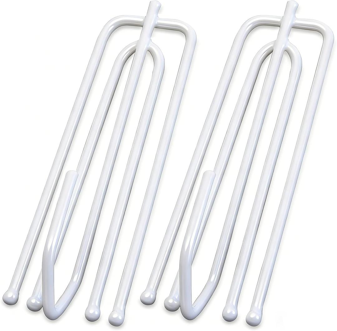 Curtain Pleat Hooks Stainless Steel, 60 Pack Drapery Hook and Pins for Pleated Drapes 4 Prongs Pinch Pleat Hooks for Window Door Bathroom Curtain, White