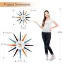 Large Wall Clock 22 Inch Modern Wall Clock Starburst Mid-Century Modern Decor Non-Ticking Battery Operated Colorful Clock Home Decorations for Living Room Bedroom Kitchen Office (Normal)