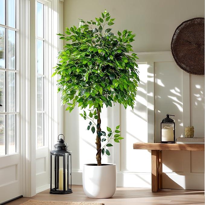 Big Ficus Large Artificial Trees Tall Faux Tree Indoor Outdoor Realistic decoracion Floor Fake plantas for Home Living Room Bedroom Office Porch Outside Patio arboles artificiales para Decor