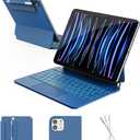 RAYMCRAFT for iPad Air 11 inch Case with Keyboard (M4/M3/M2, 2026/2025/2024), iPad Pro 11 (4th/3rd/2nd/1st Gen) & Air 5/4th Magic Keyboard Case, 11 Colors Backlit, Multi-Touch Trackpad, Steel Blue