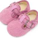 L-RUN Toddler Slippers Wide Cozy Boys Girls House Slippers Non-slip Kids Soft Plush Indoor House Shoes for Winter Warm (Pink)