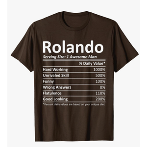 ROLANDO Nutrition Funny Birthday Personalized Name Gift Idea T-Shirt M