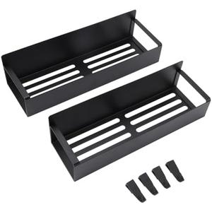 Yosoo 4PCS Magnetic Rack for Refrigerator with 4 Removable Hooks, Strong Magnetic Shelf for Holding Jars Bottle, Fridge Organizer Storage, No Drilling Required (Black)