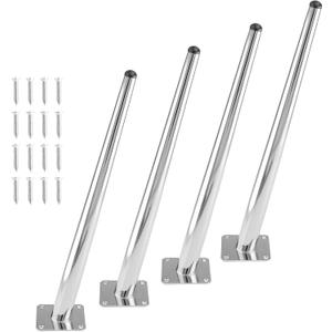 4pcs 16 Inch Furniture Legs, Oblique Conical Metal Legs Chrome Mid-Century Style Furniture Feet for Sofa Cabinet Table Chair Cupboard Couch Ottoman Home DIY Projects (Silver)