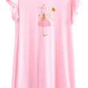 JWWN Little Girls Summer Princess Nightgown Dress Kids Modal Short Sleeve PJs Sleepwear,Pink 7T