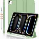 iMieet iPad Pro 13 Inch Case (M5/M4) 2025/2024 with Pencil Holder, Trifold Stand Smart Case with Soft TPU Back, Auto Wake/Sleep (Matcha Green)