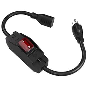 STARELO Extension Cord with ON/Off Waterproof Switch,Extension Cord with Switch 3Prong Outdoor 1875W,Black Heavy Duty, 14/3 SJTW 15A 125V Grounded Plug Receptacle.(1.5FT,Black)