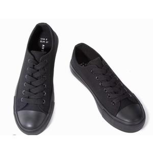 ANTLULU Womens Canvas Shoes Low Top and Lace up Fashion Casual Sneakers Black and White Classic 8.5