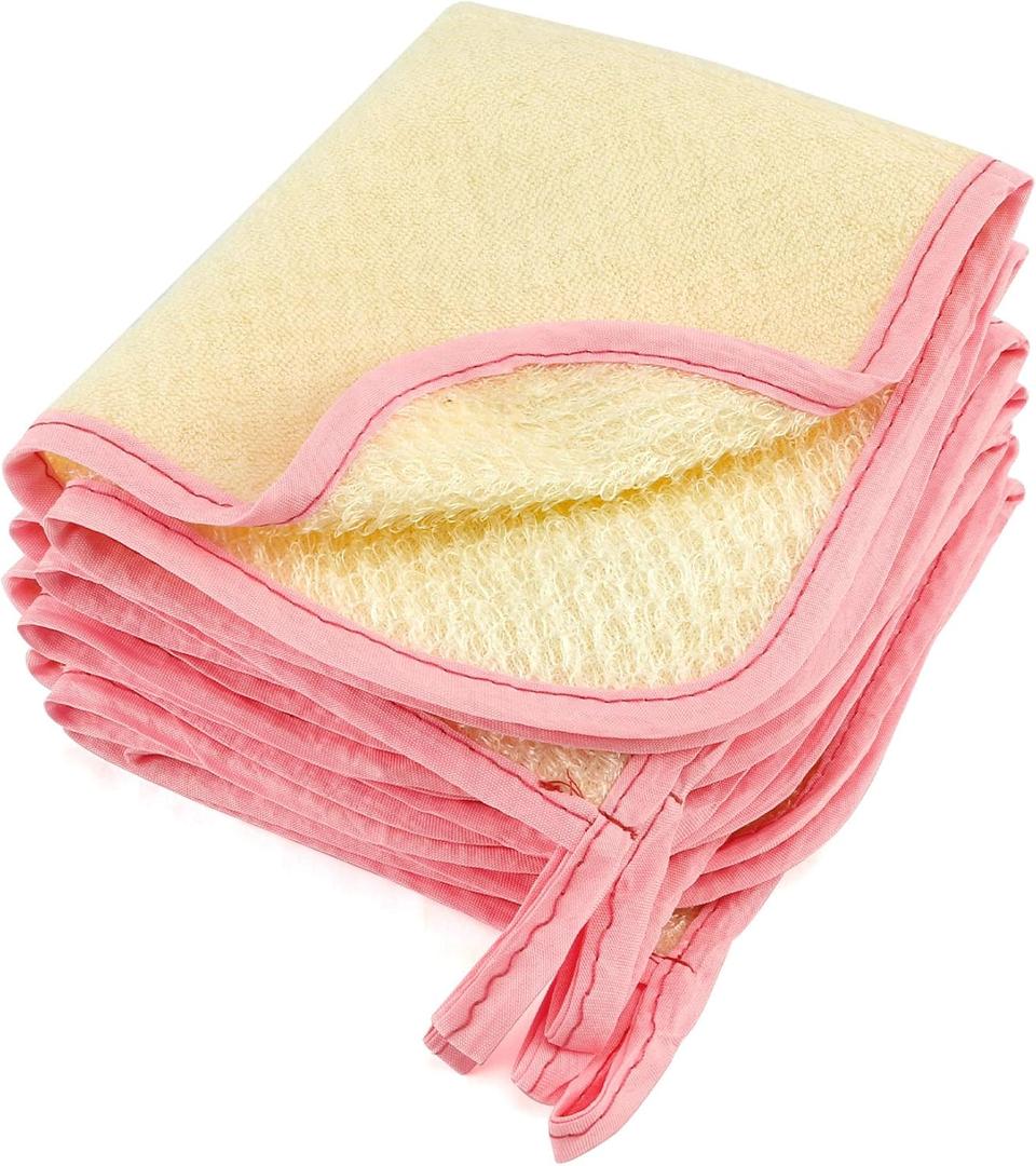 Pink Exfoliating Wash Cloths, 5 Pack, 9.4 x 7.8 inches, Nylon/Cotton, Dual-Sided, Machine Washable