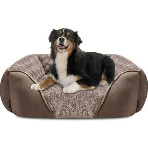 INVENHO X-Large Dog Bed Rectangle Washable Orthopedic Soft Calming Sleeping Durable Pet Cuddler with Anti-Slip Bottom (XL(35"x 25"x 9"), Dark Brown)