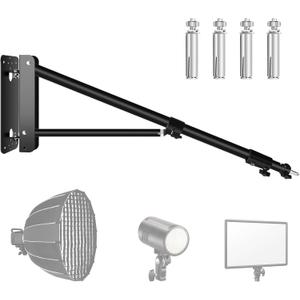 FUDESY Wall Mount Triangle Boom Arm 70.9 inches/180cm, Support 180 Degree Flexible Rotation for Ring Light, Photography, Strobe Light, Softbox, Reflector, Monolight