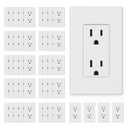ELEGRP Matte White Standard Decorator Electrical Wall Receptacle Outlet, 15A 125V, 2 Pole 3 Wire, Non- Tamper Resistant, NEMA 5-15R, Self-Grounding, Wall Plate Included, UL Listed, 50 Pack