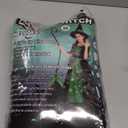 Poshetion Witch Halloween Costume for Girls - Light Up Toddler Witch Dress with Broom & Hat, Glow in the Dark for Wicked Parties (Green, Medium)