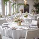 sancua 90 Inch Round Tablecloth White, 8 Pack - Circle Polyester Fabric Table Cloth for Wedding Party Reception Banquet Birthday, Washable Formal Table Cover (Fit 30-72 Inch Tables)