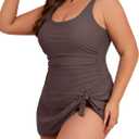 Eomenie Plus Size Swimdress for Women One Piece Swimsuit Tummy Control Swim Dresses Skirt Bathing Suit (XX-Large, Coffee)