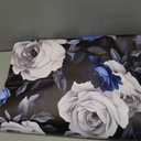 Black Foral Wallpaper Peel and Stick Dark Blue White Rose Contact Paper, Self-Adhesive Removable Vintage Flower Wall Paper for Bedroom Countertop Desk Cabinets Decor 17.4" x 118" Renter Friendly