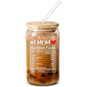 NewEleven Gifts For Mom - Present For Mom From Daughter, Son, Kids - Unique Birthday Gifts For Mother, Mommy, Pregnancy - 16 Oz Coffee Glass (Mom nutrition CF)
