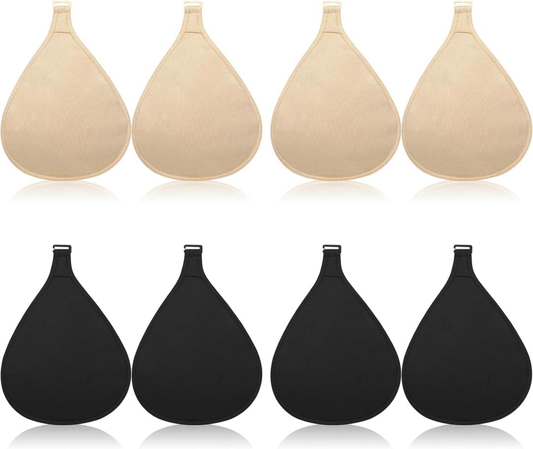 Coume 8 Pcs Hook Breast Protective Pockets Prosthetic Breasts Protector Cotton Soft Breathable Portable Bra Breast Cover Bag Fake Breast Pocket Bag for Mastectomy