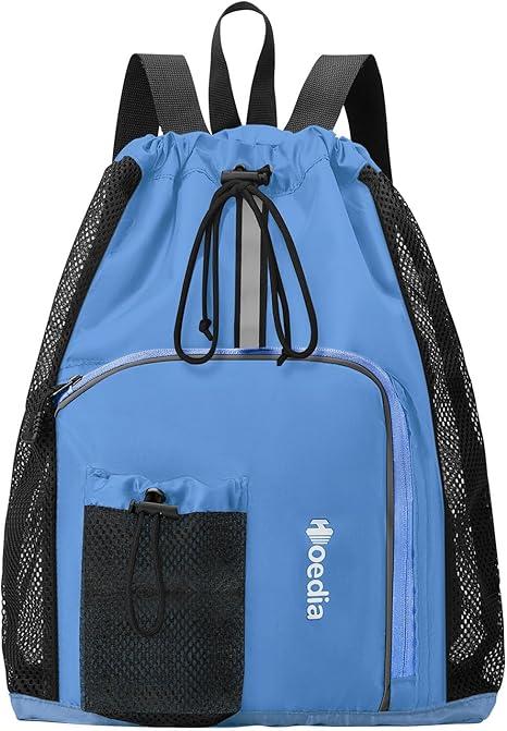 Hoedia Mesh Swim Bag Drawstring Backpack Beach Backpack for Swimming, Pool, Gym, and Workout Gear 