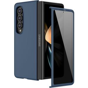 Ruky for Galaxy Z Fold 4 Slim Case, with Built-in Privacy Screen Protector & Support Wireless Charging Hard PC Full Body Shockproof Protective Phone Case for Samsung Galaxy Z Fold 4, Blue