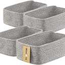 MiniArk Small Storage Baskets for Organizing | Closet Organizer Bins | Shelf Toy Basket | Woven Rope Baskets | Cube Decorative Box | Shallow Basket | 11.5x7.5x4.7 | 4 Packs Mixed Grey