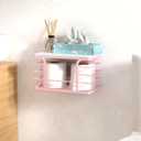 2 Pack Trash Bag Holder with Bamboo Top,Stackable Storage Bathroom Organizer Kitchen Laundry Pantry Organizers for Countertop Organization,Pink