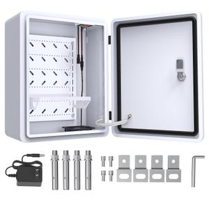 Outdoor Electrical Box with Thermostat and Fan, Precise Temperature Control 0.1F, IP65 Water Resistant Rating, Galvanized Steel(15.7" x 13" x 7.1")