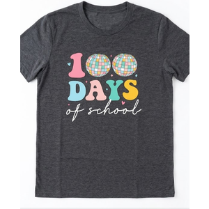 100 Days of School Shirt Retro Disco Hearts 100th Day of School T-Shirt Teacher Life Tees School Celebration Gift Tops, M