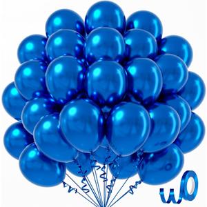Awenztech Metallic Blue Balloons 12 inch, Chrome Blue Latex Balloons 50pcs Party Balloons for Graduation Christening Baby Shower Birthday Party Decorations