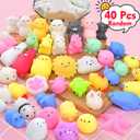 Squishies 40pcs Mochi Squishy Toys Party Favors for Kids Stocking Stuffers Mini Kawaii Squishy Treasure Box Toys for Classroom Prizes Fidget Toys Goodie Bag Christmas Easter Egg Fillers Gift for Kids