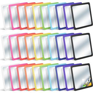 Dandat 30 Pcs Small Mirrors for Kids 6 x 6 Inch Square Shatter Proof Reflector Toddler Glass Plastic Reflector for Classroom DIY Craft Preschool Facial Expression (Rich Colors)