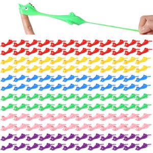 Sratte 150 Pieces Rubber Chicken Christmas Slingshot Chicken Finger Slingshot Toys Rubber Chickens Flying Turkey for Boys Girls Birthday Carnival Goodie Bags Novelty Gifts Student Party Favors