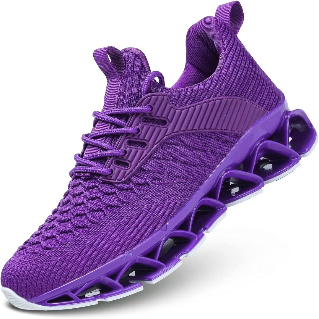 Womens Slip-ins Running Shoes Blade Tennis Walking Sneakers Comfortable Fashion Non Slip Work Sport Shoes Gym Trainers (8, Purple)